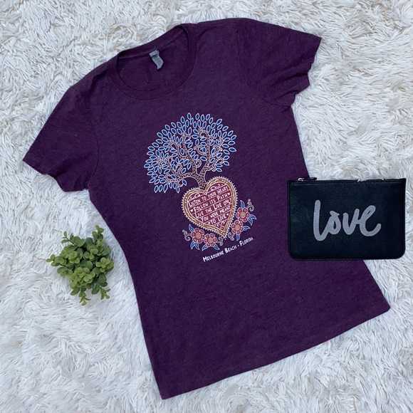 Next Level Apparel Heart Graphic Tee 💗 Purple - Picture 1 of 10